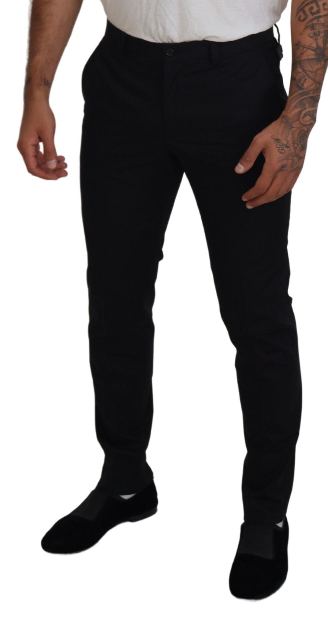 Black Cotton Formal Chinos Men Pants