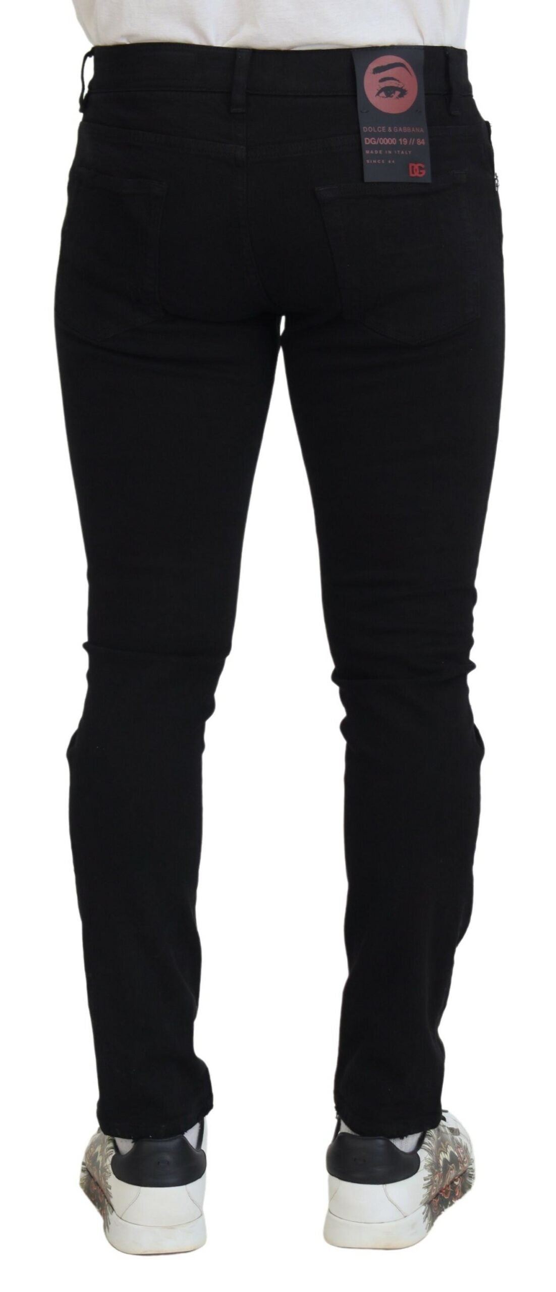 Black Slim Fit Tattered Denim Cotton Jeans