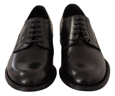 Black Leather Lace Up Mens Formal Derby Shoes