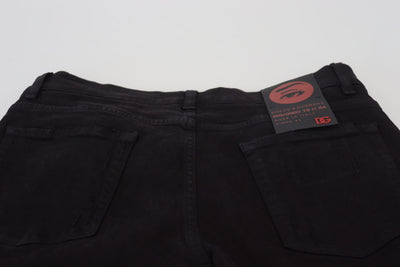 Black Slim Fit Tattered Denim Cotton Jeans