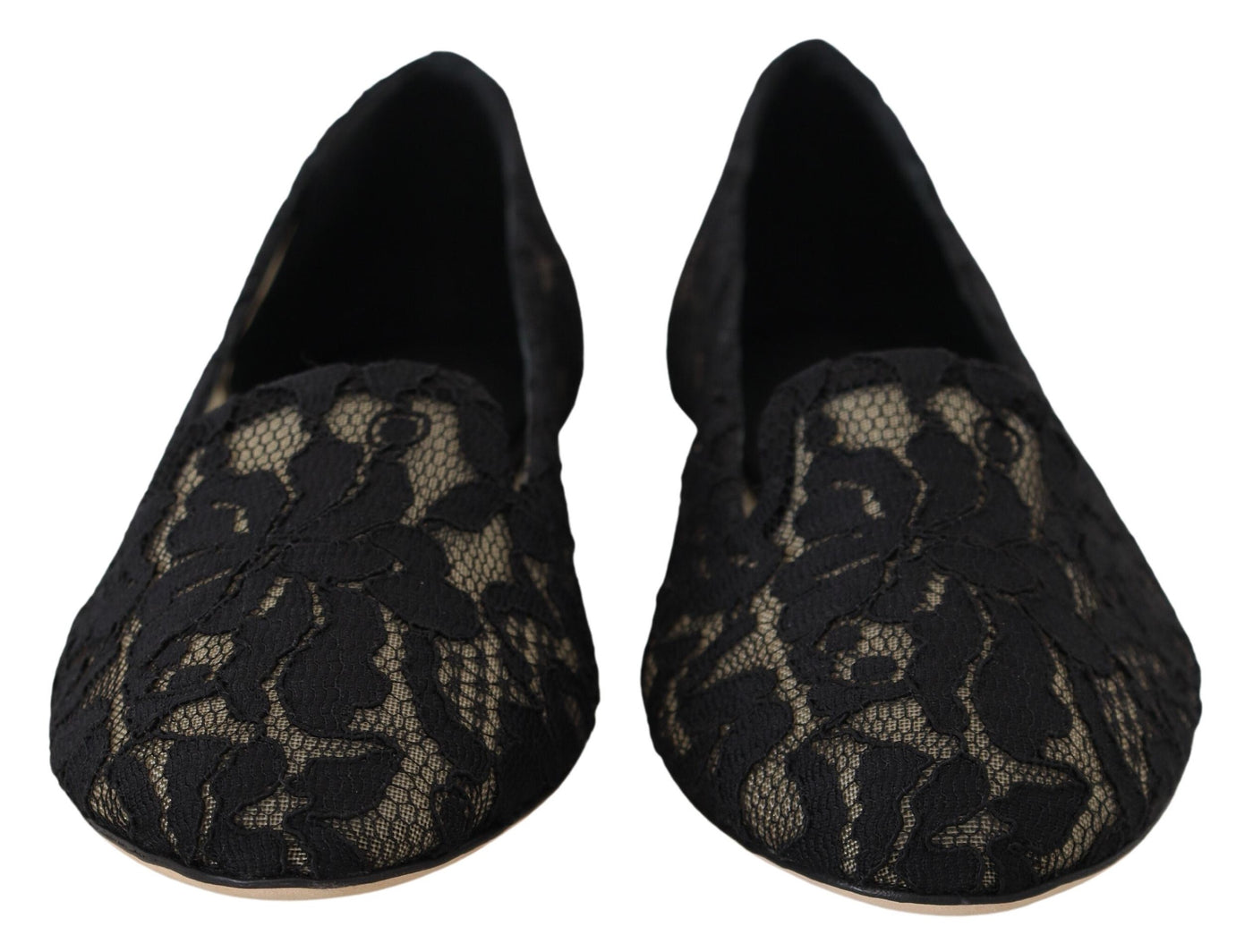 Black Floral Lace Loafers Flats Shoes