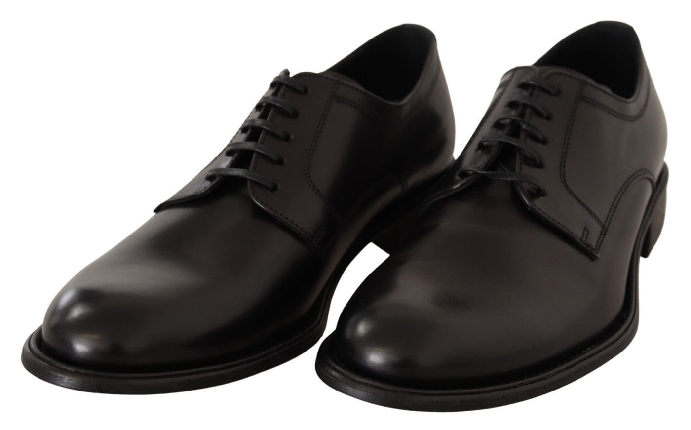 Black Leather Lace Up Mens Formal Derby Shoes