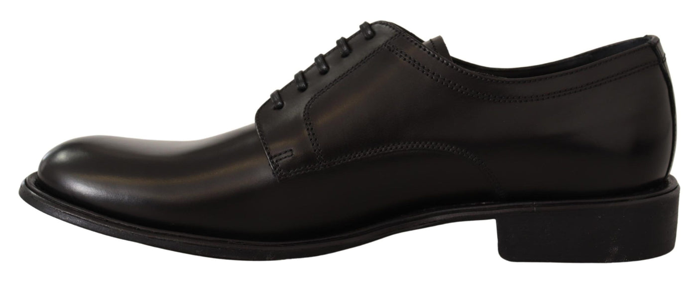 Black Leather Lace Up Mens Formal Derby Shoes