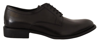 Black Leather Lace Up Mens Formal Derby Shoes