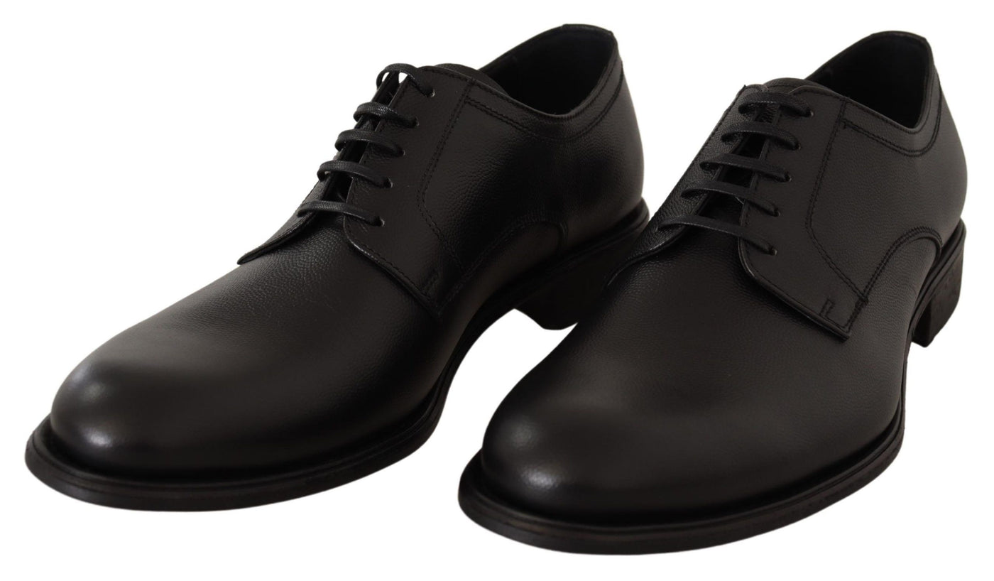 Black Leather Lace Up Mens Formal Derby Shoes