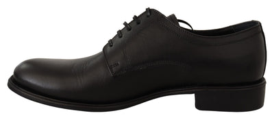 Black Leather Lace Up Mens Formal Derby Shoes