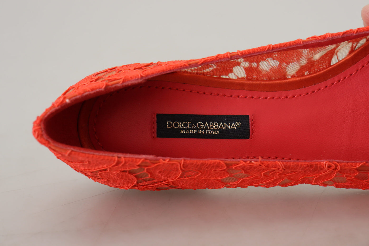 Red Taormina Lace Crystals Ballet Flats Shoes