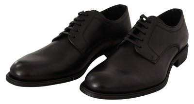 Black Leather Lace Up Mens Formal Derby Shoes