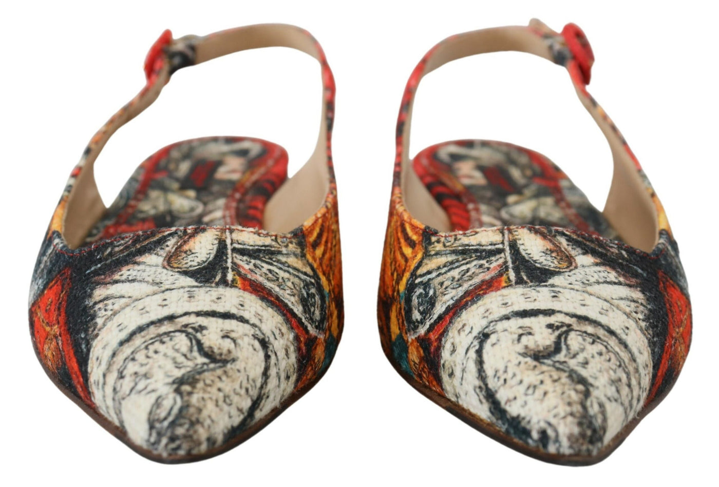 Multicolor Artistic Print Canvas Slingback Shoes