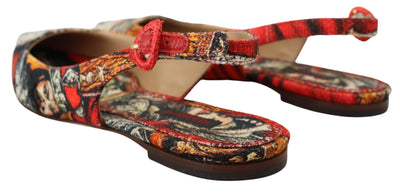 Multicolor Artistic Print Canvas Slingback Shoes