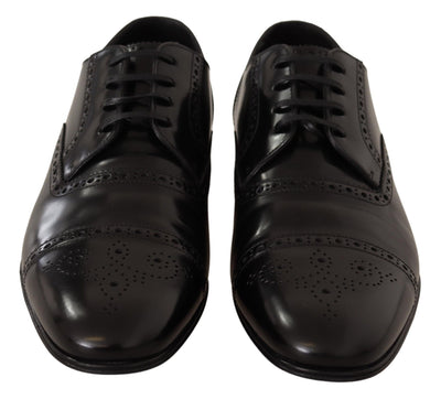 Black Leather Oxford Wingtip Formal Dress Shoes