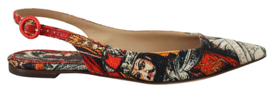 Multicolor Artistic Print Canvas Slingback Shoes