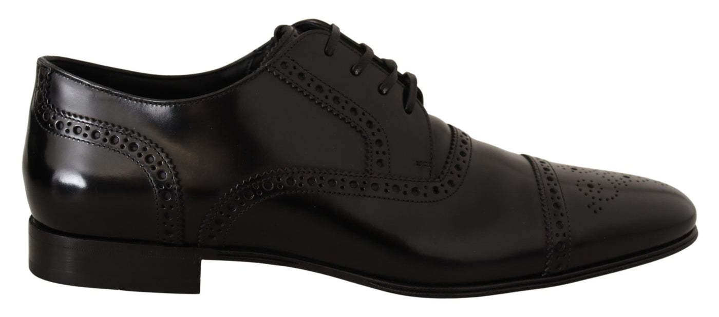 Black Leather Oxford Wingtip Formal Dress Shoes