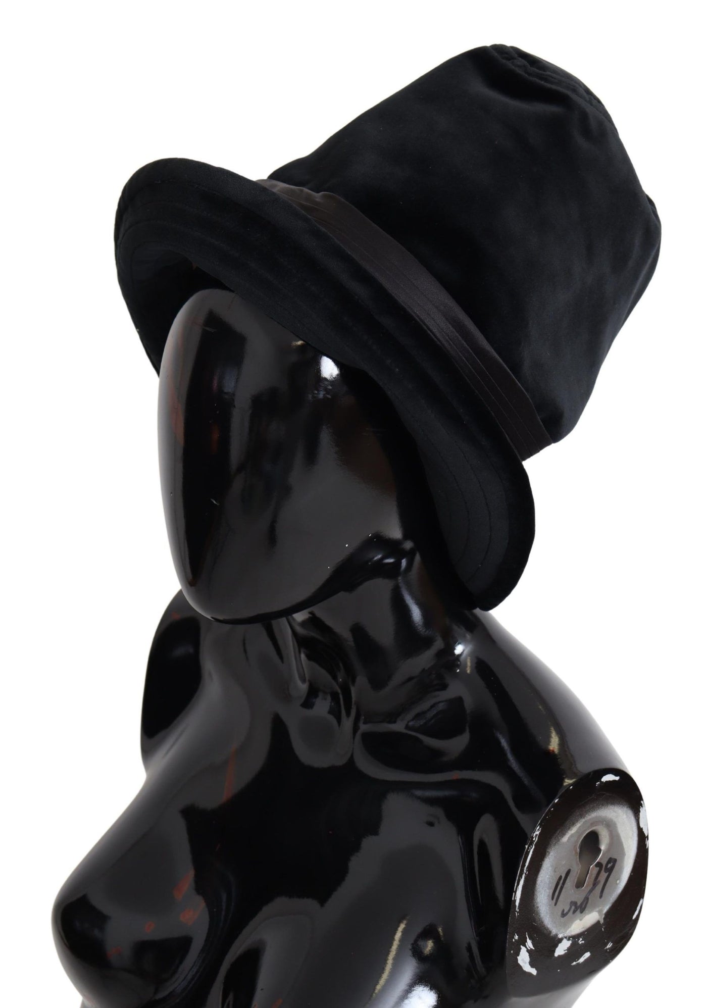 Black Wide Brimmed Velvet Bucket Capello Hat