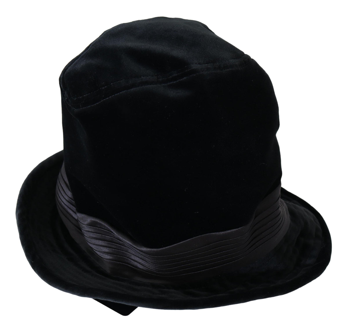 Black Wide Brimmed Velvet Bucket Capello Hat