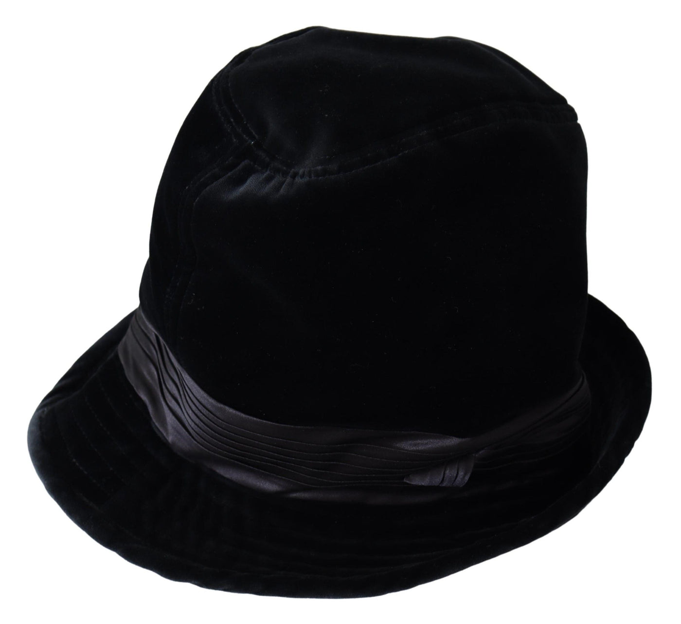 Black Wide Brimmed Velvet Bucket Capello Hat