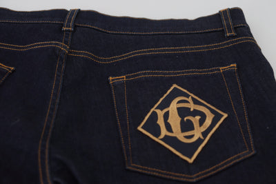 Blue Cotton Stretch Logo Skinny Denim Jeans