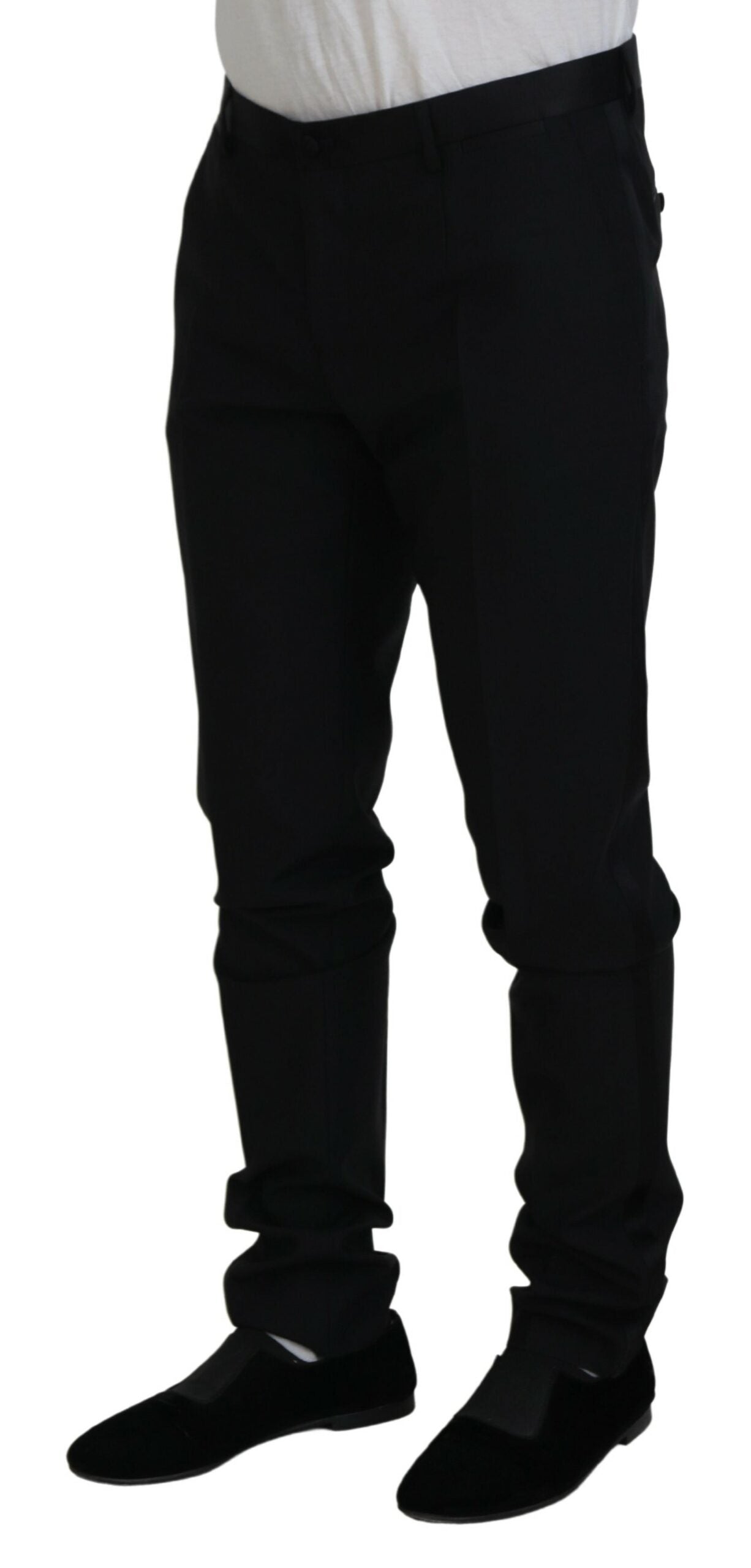 Black Wool Chino Dress Formal Pants