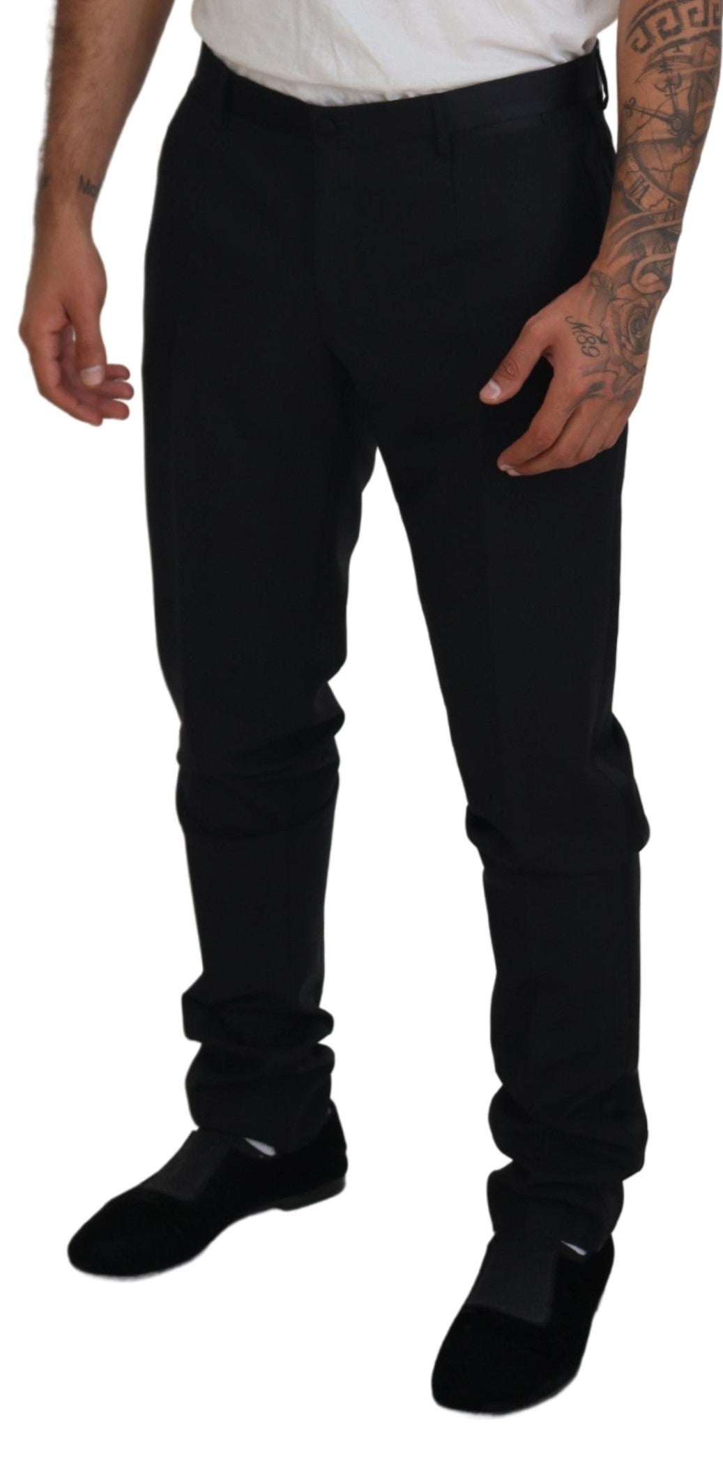 Black Wool Chino Dress Formal Pants