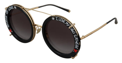 Black Gold Metal Frame Gradient Lens Sunglasses