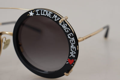 Black Gold Metal Frame Gradient Lens Sunglasses