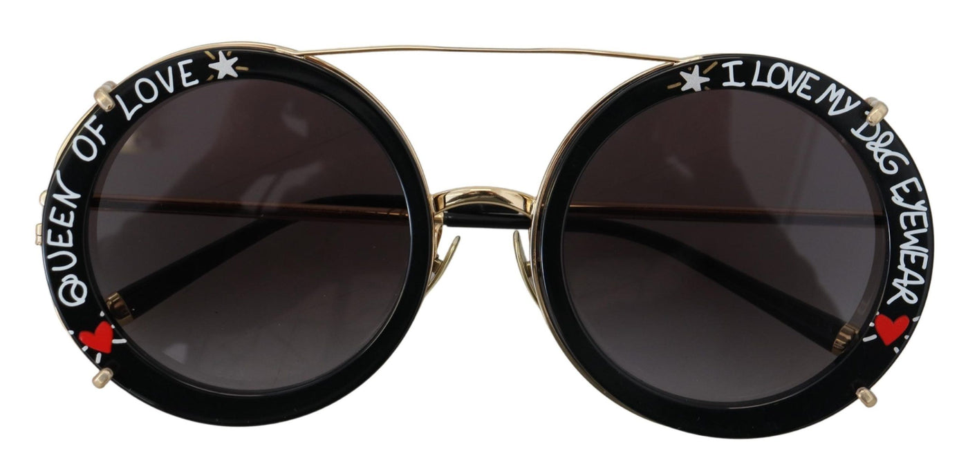 Black Gold Metal Frame Gradient Lens Sunglasses