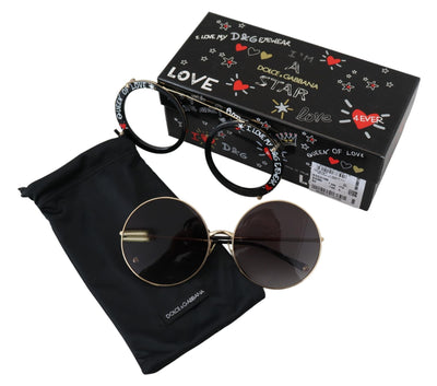 Black Gold Metal Frame Gradient Lens Sunglasses