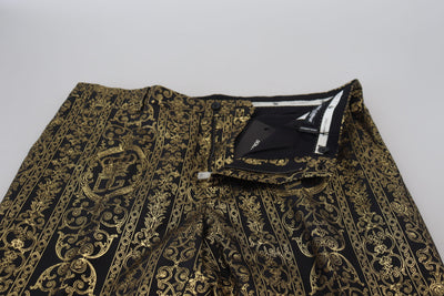 Black Gold Jacquard Dress Trouser Pants