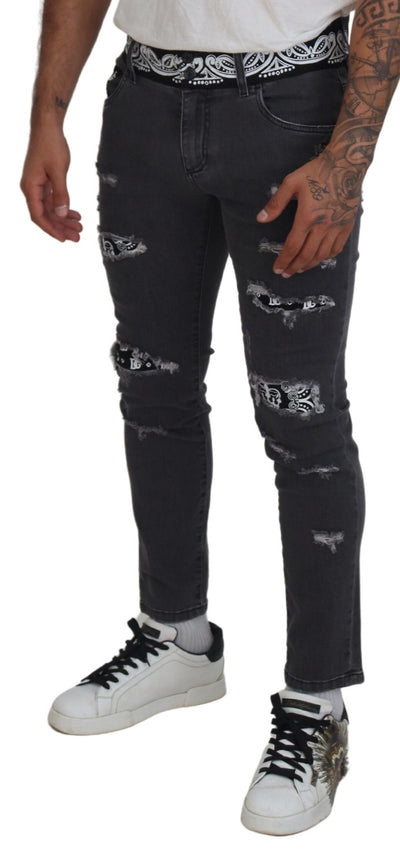 Gray Wash Black Crown Slim Fit Denim Jeans