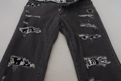 Gray Wash Black Crown Slim Fit Denim Jeans