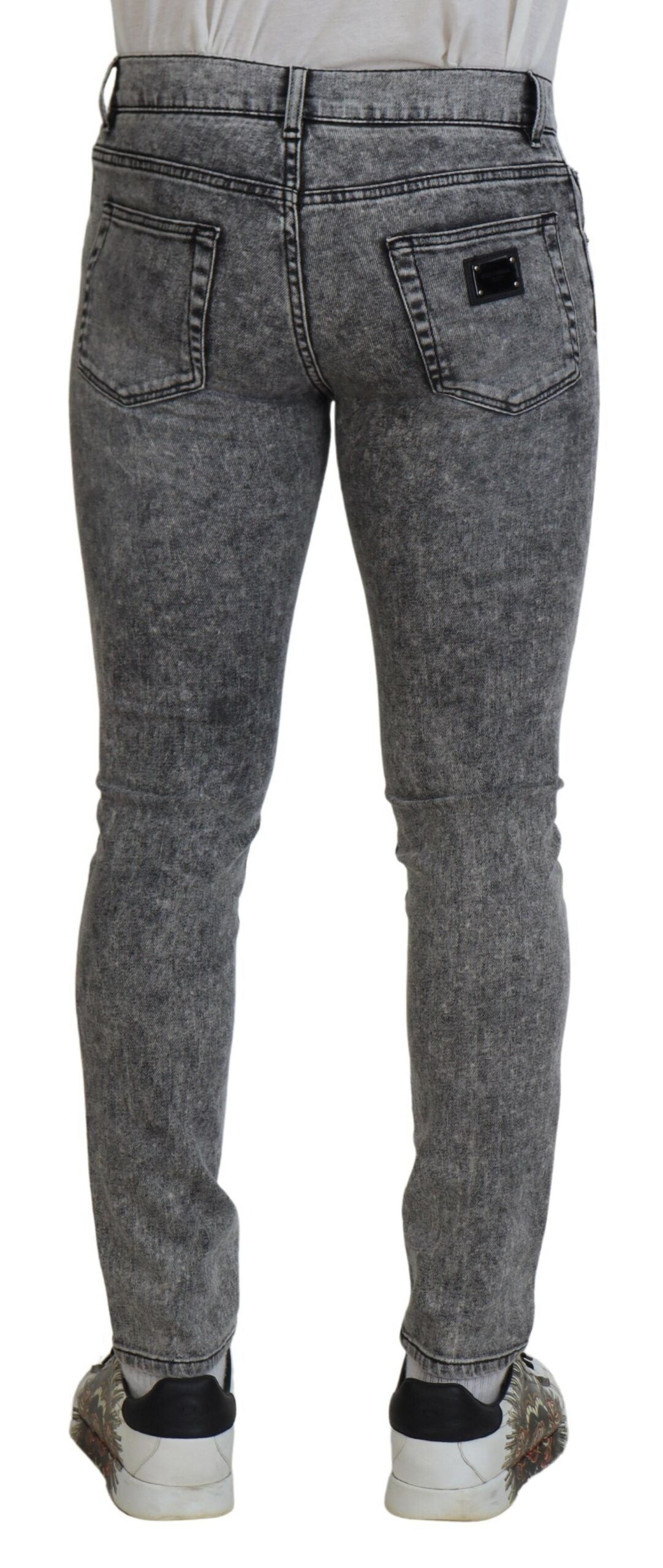 Grey Washed Cotton Slim Fit Men Denim Jeans