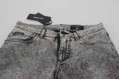 Grey Washed Cotton Slim Fit Men Denim Jeans