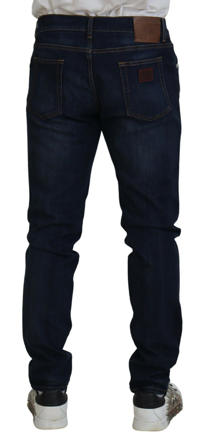 Dark Blue Cotton Stretch Skinny Denim Jeans