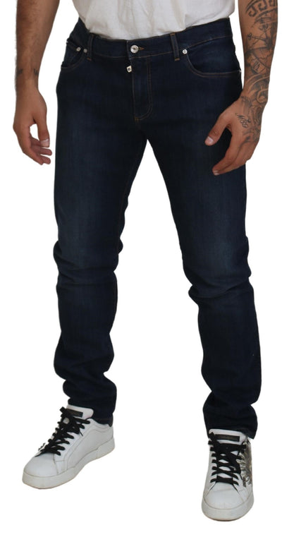 Dark Blue Cotton Stretch Skinny Denim Jeans