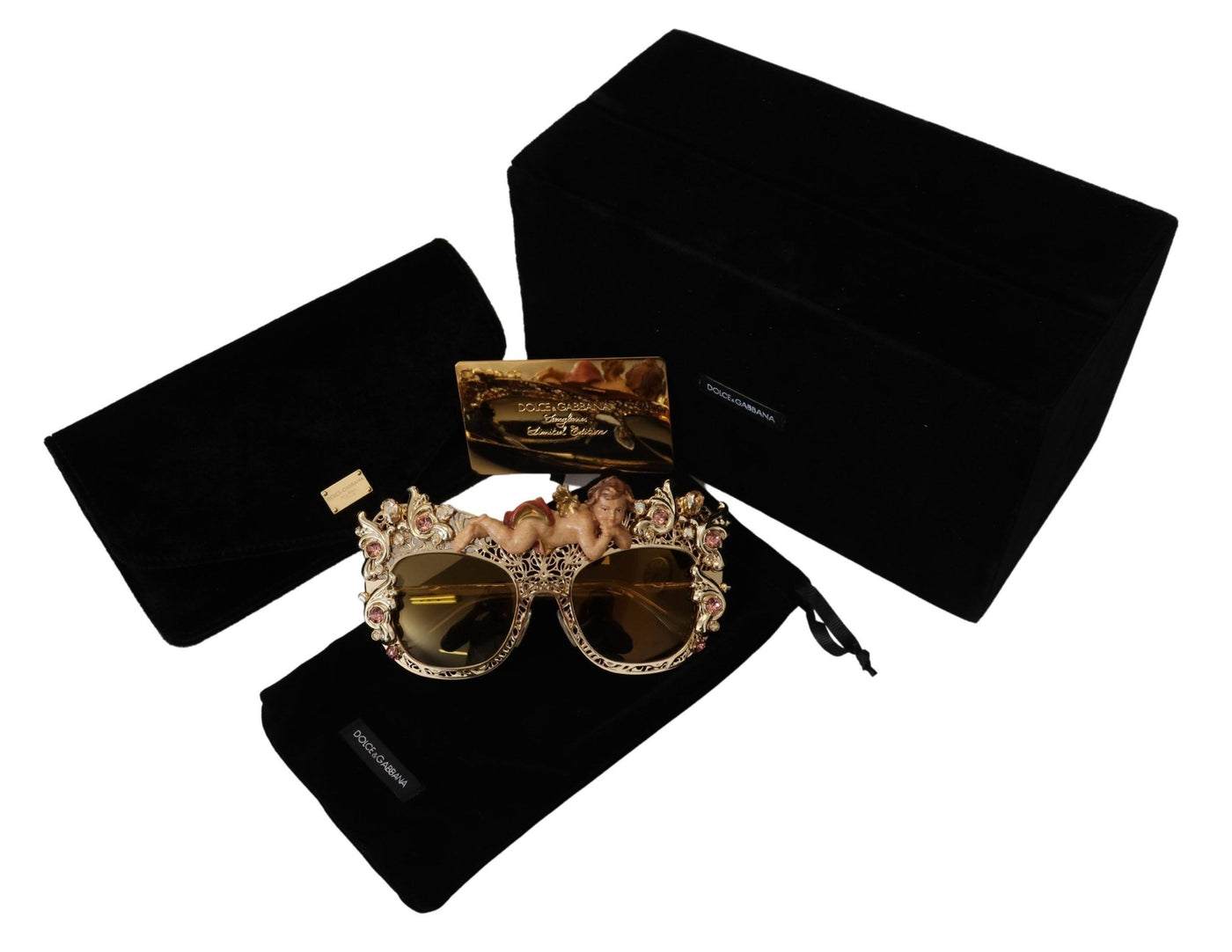 Gold Metal Crystals Angel Appliques DG2219 Sunglasses