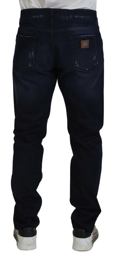 Dark Blue Cotton Stretch Skinny Denim Jeans