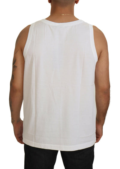 White Logo Round Neck Sleeveless Tank T-shirt