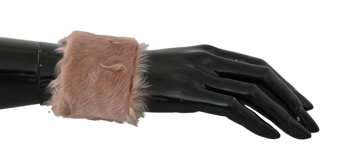 Beige Cuff Women 100% Lamb Fur Bracelet