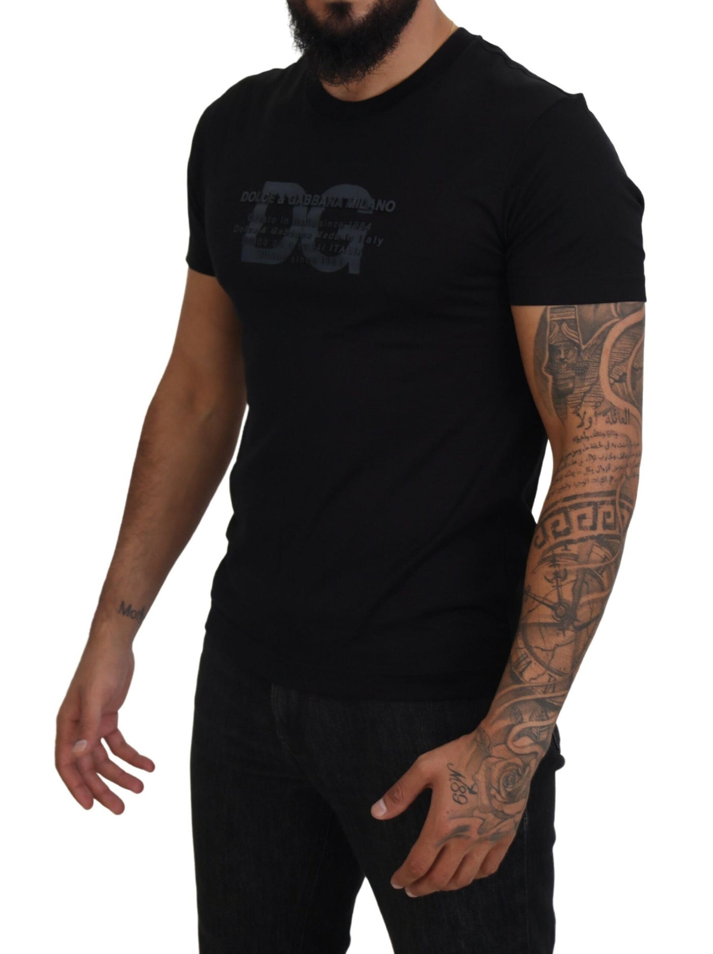 Black Logo Crew Neck Short Sleeves T-shirt