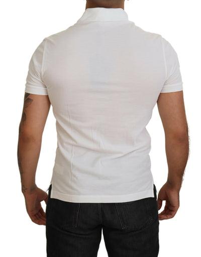 White Cotton Logo Short Sleeve Polo T-shirt