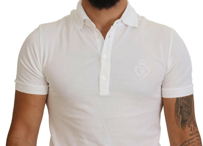 White Cotton Logo Short Sleeve Polo T-shirt