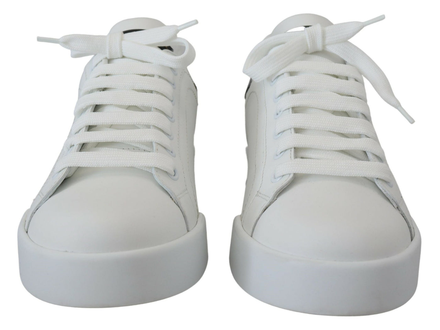 White Black Portofino Leather Sneakers Shoes