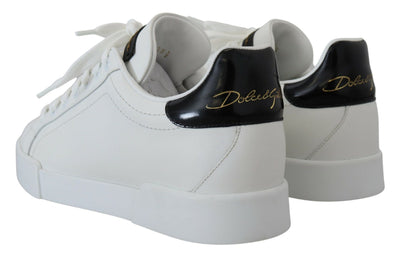 White Black Portofino Leather Sneakers Shoes