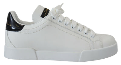 White Black Portofino Leather Sneakers Shoes