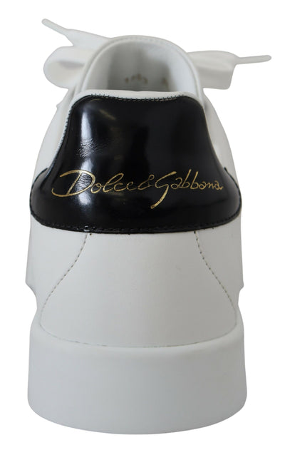 White Black Portofino Leather Sneakers Shoes