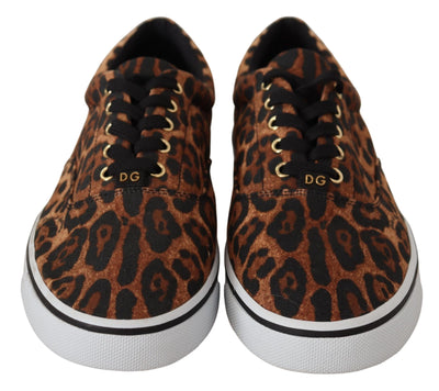 Brown Leopard Print Low Top Sneakers Shoes