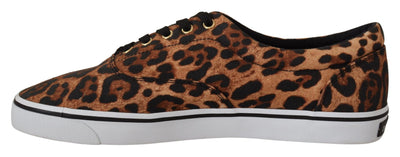 Brown Leopard Print Low Top Sneakers Shoes