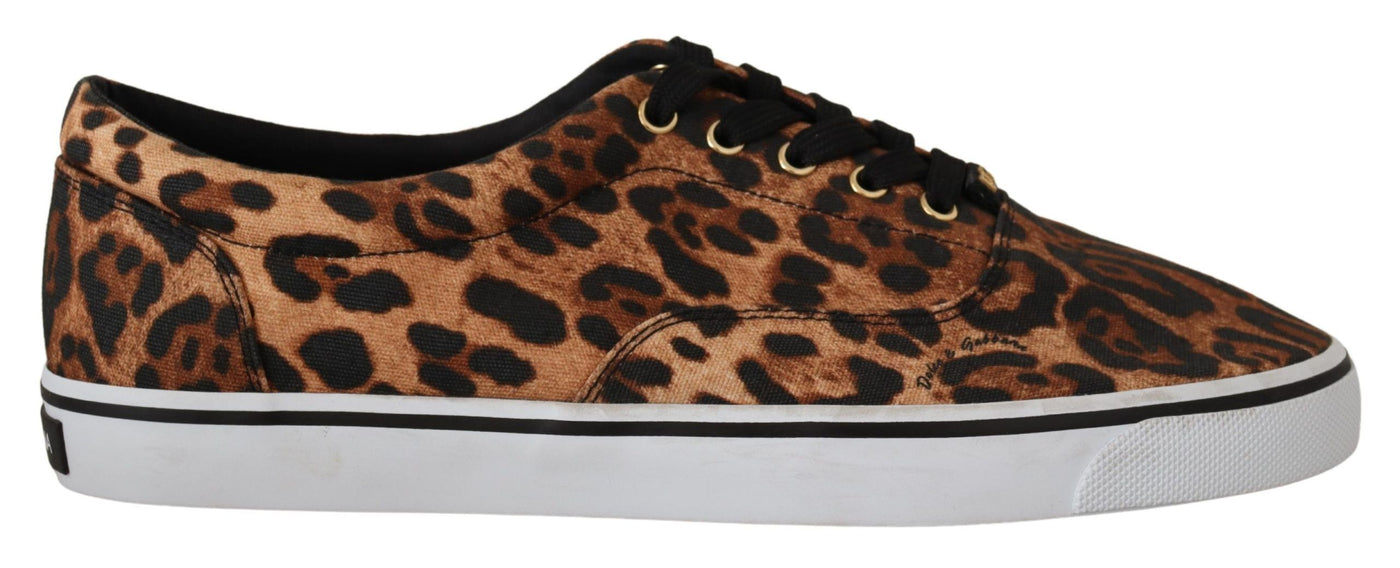 Brown Leopard Print Low Top Sneakers Shoes