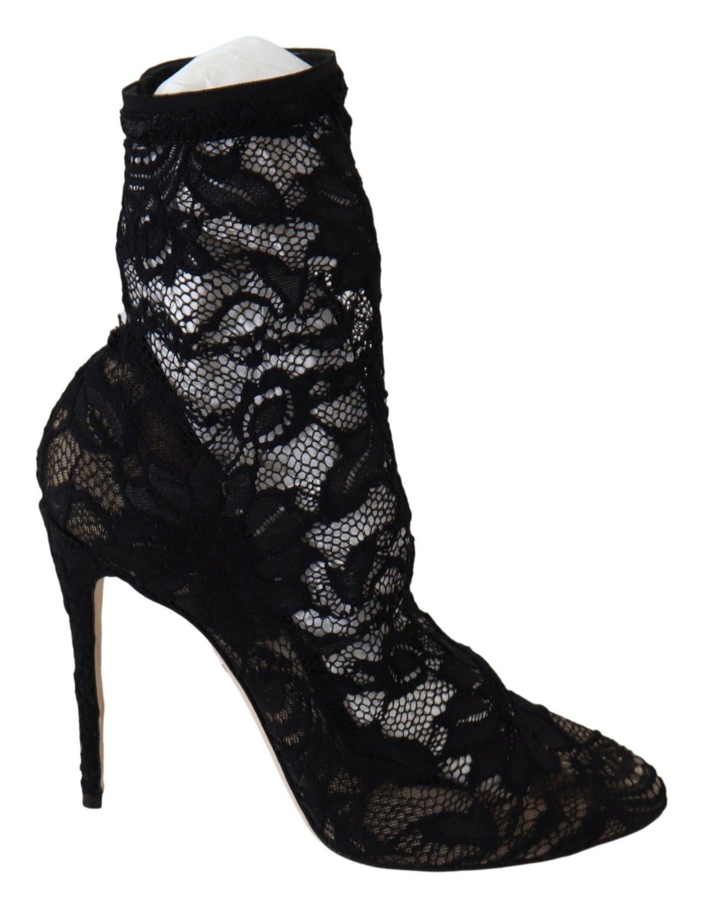 Black Lace Taormina High Heel Boots Shoes