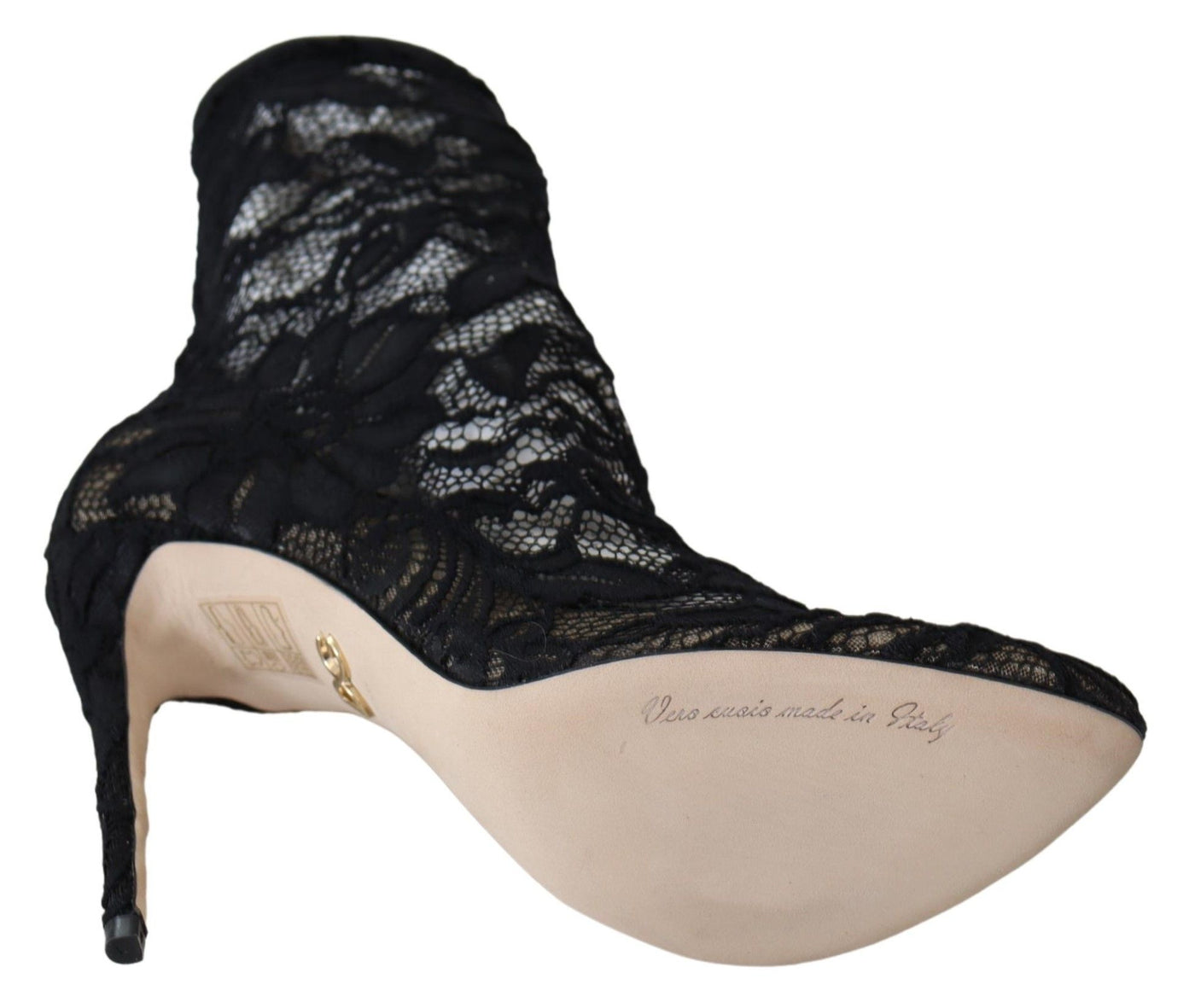 Black Lace Taormina High Heel Boots Shoes